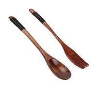 RIZGHWOY Set Forchetta Cucchiaio Giapponese, Utensili in Legno di Faggio per Cucinare e Servire, Ideale per la Cucina Giapponese e Coreana, Lunghezza 8,9 Pollici