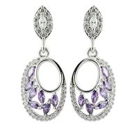 RIZILIA Ciondolare Orecchini Traforati Con Taglio Marquise CZ [Simulata Ametista Viola] In Placcato In Oro Bianco, Semplice Ed Elegante Moderno
