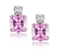 [RIZILIA CLASSICA] Stud Orecchini Piercing Orecchini con Taglio a Cuscino Pietre Preziose Zirconia CZ [Multi-colore disponibile] in 18 K Placcato in oro bianco, Eleganza Moderna Semplice, Mediano