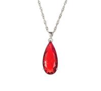 Rizilia Gioielli in Oro Bianco 18K Oro Placcato Teardrop Rosso Garnet Colore Pietra Gem Stone Slide Pendente Collana con (Lunghezza 48cm / 18inch) Catena di Pendenza [Sacchetto di Gioielli Liberi]