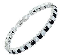 RIZILIA Ice Cube Onice Nero Taglio Princess CZ Oro Bracciale Tennis Donna