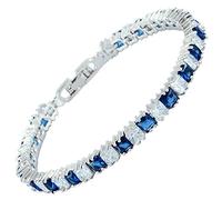 RIZILIA Ice Cube Zaffiro Blu Taglio Princess CZ Oro Bracciale Tennis Donna