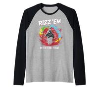 Rizz Em With The Tism Funny Sarcastic Kids Boys Girls Anime Maglia con Maniche Raglan