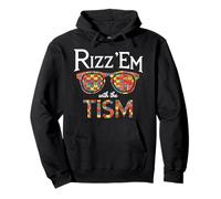 Rizz Em With The Tism Sunglasses Funny Autism Awareness Felpa con Cappuccio