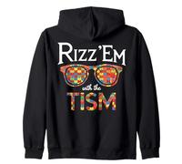 Rizz Em With The Tism Sunglasses Funny Autism Awareness Felpa con Cappuccio