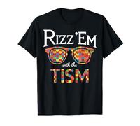 Rizz Em With The Tism Sunglasses Funny Autism Awareness Maglietta