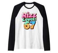 Rizz Level 67 Meme Shirt Ice Cream Drip Meme Six Seven 6 7 Maglia con Maniche Raglan