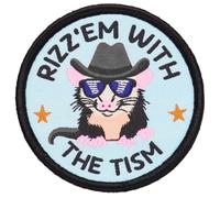 Rizz'Em with The Tism Morale Patch 7,6 cm Funny Animal Hook and Loop Patch DIY Applique per Zaini Borse Cappelli Borse Gilet Pettorina Cane