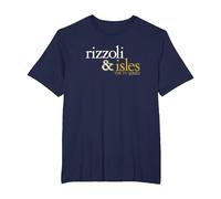 Rizzoli & Isles Logo Maglietta, Uomo Taglie Grandi, Navy, 6X Tall
