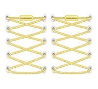 RJ-Sport (2 paia di lacci elastici con chiusura rapida - Sistema di allacciatura rapida per un comfort unico e una presa forte - con capsule in metallo senza legatura (oro glitter)