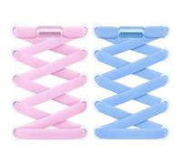 RJ-Sport 2 paia di lacci elastici piatti per scarpe senza lacci, per adulti e bambini, 18 rosa e celeste, Taglia unica