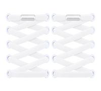 RJ-Sport 2 paia di lacci piatti senza allacciare - Lacci elastici con chiusura rapida - Sistema di allacciatura rapida per un comfort unico e una tenuta forte - con capsule metalliche, bianco, 120