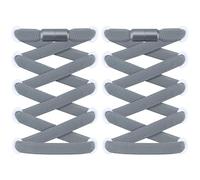 RJ-Sport 2 paia di lacci piatti senza legatura - Lacci elastici con chiusura rapida - Sistema di allacciatura rapida per un comfort unico e una presa forte - con capsule in metallo, grigio scuro, 120