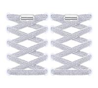 RJ-Sport 2 paia di lacci piatti senza legatura - Lacci elastici con chiusura rapida - Sistema di allacciatura rapida per un comfort unico e una presa forte - con capsule in metallo, argento, 120