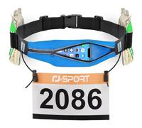 RJ-Sport Cintura da corsa per cellulare - borsa da corsa impermeabile, cintura sportiva, marsupio da triathlon, fascia per numero di partenza con marsupio, elastico regolabile e porta numeri e 6