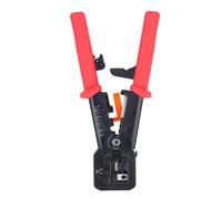 RJ45 Crimping Tool | Pass Through CAT6 CAT5E Crimper for Ethernet Cables | All - in - One Wire Stripper/Cutter/Crimper | Well - Made Steel Electrical Tool (Red)