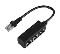 RJ45 Splitter Ethernet Adapter, 1 to 3 Female, LAN Network Splitter for Cat5 Cat5e Cat6 Cat7, Ideal for Router, Computer, Networking Box