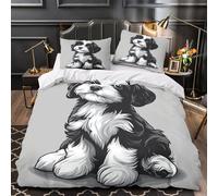 RJAVAGFZL Schizzo di un cucciolo carino Impressione 3D 3 pz cover piumone fodera per edredone microfibra morbida antiacari per adolescenti ragazze uomini Super king（260x220cm）