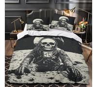 RJAVAGFZL SkullAstronaut Impressione 3D 3 pz coperteletto GothicSpaceArt cover piumone microfibra morbida antiacari per bambini ragazze uomini Single（140x200cm）