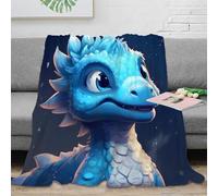 RJAVAGFZL stampa 3D Blue drago coperta microfibra biancheria da letto morbida e calda plaid compatto anti-pilling per studenti universitari cartone animato carino 40x50inch(100x130cm)