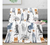 RJAVAGFZL stampa 3D Carino cat patterns plaid da divano microfibra biancheria da letto non perde pelo coperta da divano morbida per giovani in relax Hand drawn cartoon 50x60inch(127x152cm)
