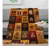 RJAVAGFZL stampa 3D Embroidered squ coperta da viaggio microfibra biancheria da letto compatta coperta da viaggio morbida per giovani in vacanza Traditional folk art 60x80inch(150x200cm)