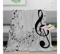 RJAVAGFZL stampa 3D music notes coperta da letto microfibra biancheria da letto compatta coperta da camera da letto morbida per regali per studenti black and bianco 70×80inch(180x200cm)