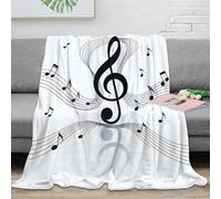RJAVAGFZL stampa 3D music notes coperta per tutte le stagioni microfibra biancheria da letto non perde pelo coperta versatile per regali per ogni occasione black and 80×90inch(200x230cm)
