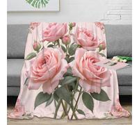 RJAVAGFZL stampa 3D Pink roses coperta microfibra biancheria da letto soffice e calda coperta termica traspirante anti-pilling non perde pelo per uso domestico Botanical giardino 50x60inch(127x152cm)