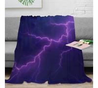RJAVAGFZL stampa 3D Purple lightning coperta da viaggio microfibra biancheria da letto compatta coperta da viaggio morbida per giovani in vacanza Digital storm effect 40x50inch(100x130cm)
