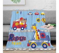 RJAVAGFZL stampa 3D rescue vehicles coperta in pile microfibra biancheria da letto termica plaid in pile morbido e caldo non perde pelo per uso domestico Animal-themed kids 70×80inch(180x200cm)