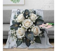 RJAVAGFZL stampa 3D roses bouquet coperta microfibra biancheria da letto compatta e morbida coperta da viaggio leggera per studenti in trasferta Elegant floreale 50x60inch(127x152cm)