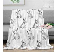 RJAVAGFZL stampa 3D Terrier sketches coperta microfibra biancheria da letto morbida e calda plaid traspirante anti-pilling per uso domestico black and 80×90inch(200x230cm)