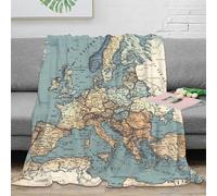 RJAVAGFZL stampa 3D vintage Europe coperta microfibra biancheria da letto lavabile e morbida coperta da viaggio leggera per regali per gite e vacanze Historical Cartograp 80×90inch(200x230cm)