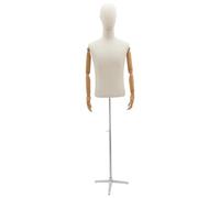 RjcdOPL Manichino da cucito da uomo articolato, busto maschile su treppiede, busto e testa rivestiti in lino, altezza regolabile 135-193 cm, per negozio di abbigliamento e negozio (argento)
