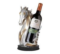 RjcdOPL Portabottiglie di vino in resina, design a testa di cavallo, decorazione del bancone, compatibile con bottiglie di diametro fino a 7,2 cm, ideale come regalo originale (argento oro)