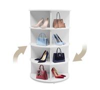 RjcdOPL Scarpiera rotante a 4 livelli, organizer per scarpe verticale girevole a 360°, moderno girevole per scarpe da ginnastica, scaffale multifunzione (bianco)