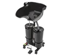 RjcdOPL Vaschetta per shampoo portatile con 2 secchi d'acqua, vassoio lava, testa a rotelle, altezza e angolo regolabili, per parrucchiere e casa