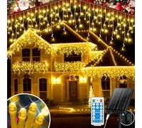 RJEDL 2500mAh Solari Luci di Natale da Esterno,25+5M 800 LED Impermeabile Luci Natalizie da Cascata,Con 8 Modalità &Timer e Memoria Luci di Natale da Esterno per Balcone Finestra Casa Ringhiera