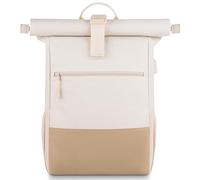 RJEU Zaino per laptop da 17 pollici, Rolltop, da uomo e da donna, per computer portatile, per scuola, studio, viaggi, scuola (KhakiBeige-26L)