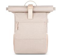 RJEU Zaino per laptop da 17 pollici, Rolltop, da uomo e da donna, per computer portatile, per scuola, studio, viaggi, scuola (beige 26L)
