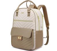 RJEU Zaino Università,Zaino Donna,Zaino Porta PC 15,6 Pollici con Tasca Antifurto per Scuola Ragazza Lavoro Viaggio Ufficio,Impermeabile,Regali,Beige Cachi