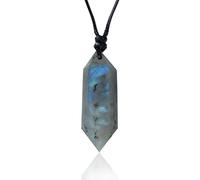 RJINGSHI Cristallo naturale di labradorite a doppia punta, fatto a mano e intrecciato, cristallo di guarigione lucidato, pietra di energia reiki, regalo per uomini e donne.