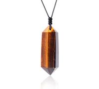 RJINGSHI Pietre naturali dell'occhio di tigre Doppio cristallo appuntito Ciondolo di cristallo intrecciato a mano Gemma lucidata Regalo di pietra energetica Reiki
