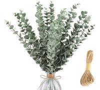 RJPLIST Eucalipto artificiale, 30 pezzi di eucalipto, decorazione per feste di nozze, casa, decorazione da tavolo, composizione floreale, 38 cm, verde, con cordoncino di iuta 2 mm x 5 m (confezione A)