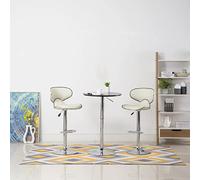 RJPLMFV 323647 Bar Stools 2 pcs Cream Faux Leather Sedie Alte da Bar Sgabelli da Cucina Adatta per Soggiorno