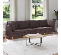 RJPLMFV Canape Modulare con Stoccaggio 4 Pezzi Marrone Scuro Tessuto | Telaio in contratto, cuscini in poliestere, fodere rimovibili, design contemporaneo a piedi