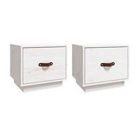RJPLMFV Comodini 2 Pezzi Bianco 40x34x35 Cm Legno Di Pino Massiccio
