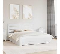 RJPLMFV Cornice per letto con cassetto, 180 x 200 cm, colore: Bianco | Legno di Ingegneria Robusto, Testa del Letto Confortevole, Conservazione Integrata, Superficie Facile Da Pulire
