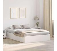 RJPLMFV Cornice per letto con ripostiglio, 135 x 190 cm, colore: Bianco | Legno di Pino Massiccio, Porte a Cerniera, Manici in Pelle Artificiale, Design Moderno